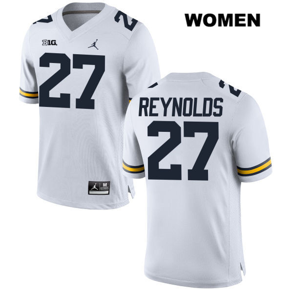 Women's NCAA Michigan Wolverines Hunter Reynolds #27 White Jordan Brand Authentic Stitched Football College Jersey FV25D66TP
